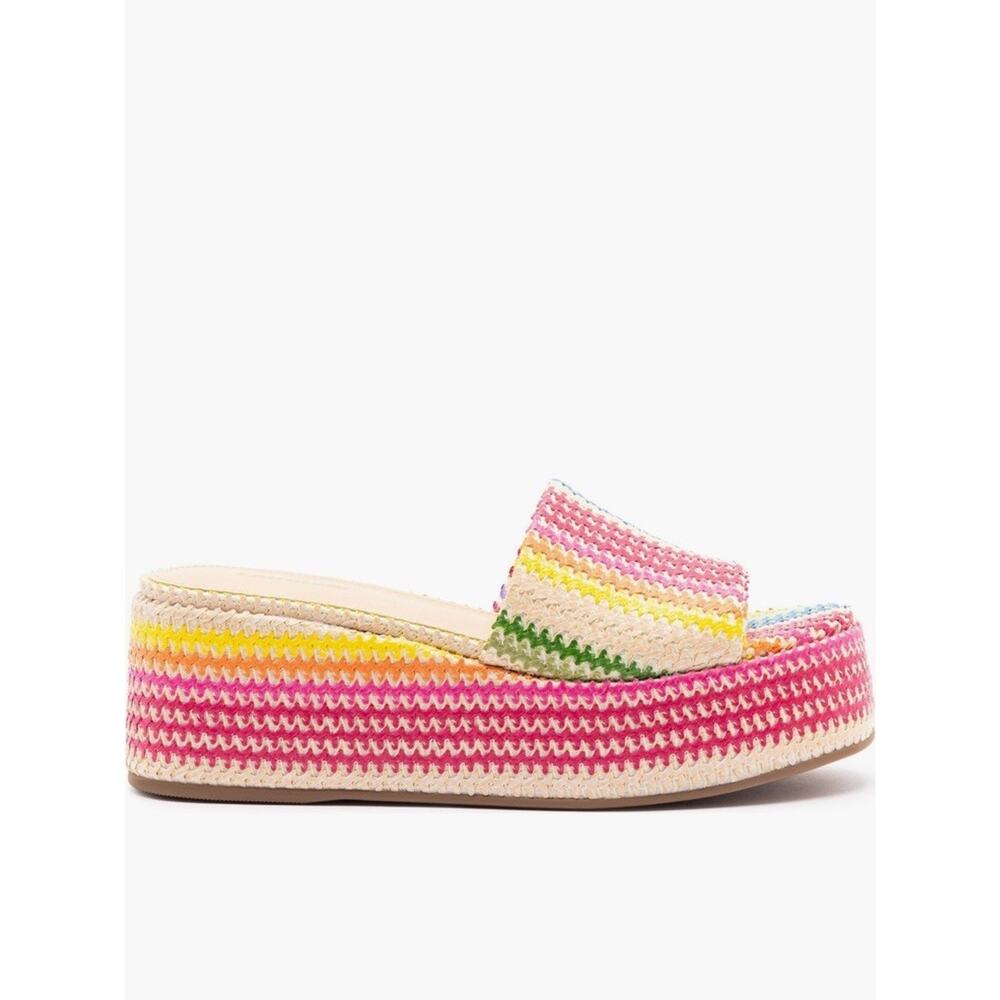 LARROUDE Alex Flatform Mule In Rainbow Raffia 5.5 NEW! - Picture 4 of 6